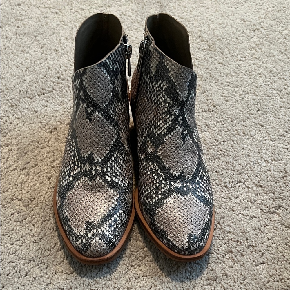 Vince Camuto Gray Snake Print Ankle Boots